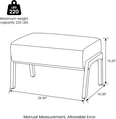 Vista 2 de Glitzhome Juego de 2 bancos otomanos rectangulares, moderno reposapiés de cuero sintético café con patas de madera de caucho de nogal para sala