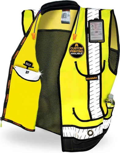 Vista 9 de KwikSafety - Charlotte, NC - GODFATHER Safety Vest [CUSHIONED COLLAR + TABLET POCKET] ANSI OSHA