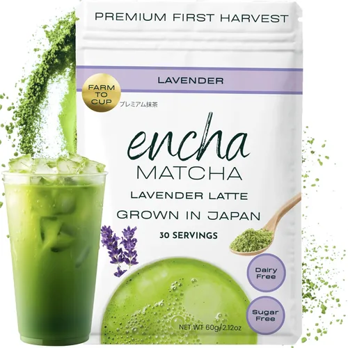 Vista 8 de Encha Matcha Latte Powder - Polvo de colágeno matcha keto con proteínas, primera cosecha, macha japonesa premium, 5.3 onzas