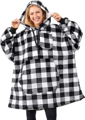 Vista 15 de PAVILIA Manta con Capucha para Mujeres, Manta de Sherpa Usable para Hombres, Sudadera de Gran Tamaño Acogedora, Sudadera con Capucha