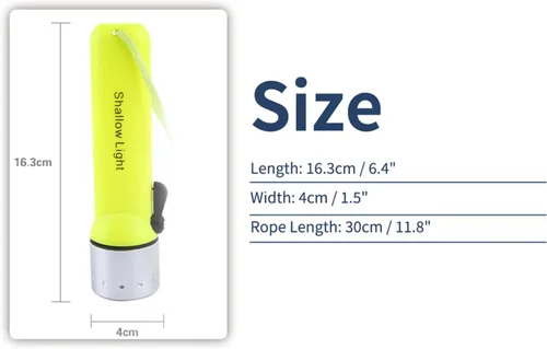 Vista 2 de Linternas impermeables bajo el agua, luz LED impermeable de buceo 180LM LED impermeable linterna de buceo linterna de buceo para actividades