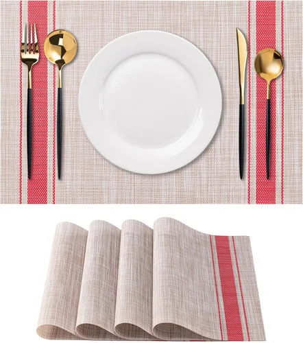 Vista 52 de CADONO Juego de 4 manteles individuales de vinilo lavables para interiores y exteriores, para mesa de comedor, duraderos, antideslizantes