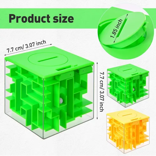 Vista 2 de Patelai Caja de regalo con rompecabezas de laberinto para dinero de 2 piezas, 7.7 cm Caja de regalo con rompecabezas de laberinto para dinero