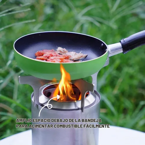 Vista 4 de Encimera de cocina para estufa individual, mesa XL, accesorios de campamento. Convierte la hoguera de mesa en estufa de campamento. Compatible