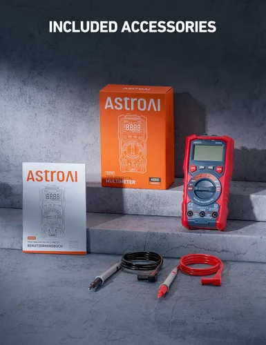 Vista 8 de AstroAI Probador de Multímetro, TRMS 4000 Cuentas Voltímetro de Rango Automático Ohmímetro Digital 1.5v/9v/12v Probador de Voltaje de Batería Mide