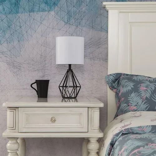 Vista 2 de COTULIN Juego de 2 lámparas de mesita de noche negras, pequeñas lámparas de mesita de noche para dormitorio, lámparas de escritorio modernas