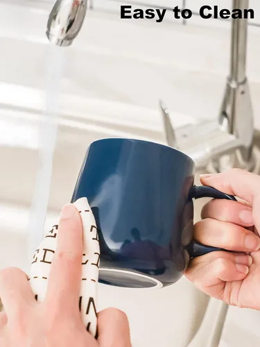 Vista 6 de T-WARE Tazas de café de 12 onzas, juego de 4 tazas negras cerosas, tazas de café de cerámica, tazas de café de color sólido