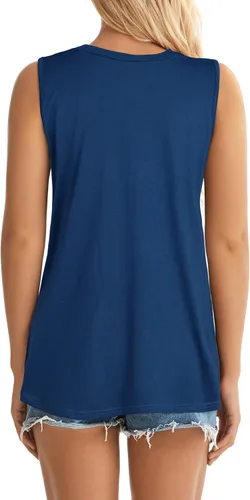 Vista 4 de Camiseta sin mangas para mujer, remeras de verano sin mangas, informales y holgadas, tipo túnica.