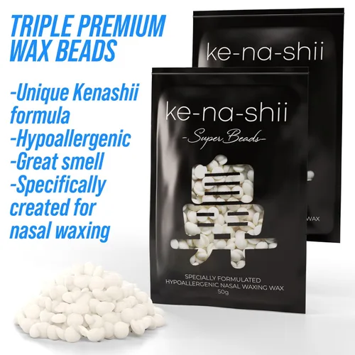Vista 6 de Kit de cera para nariz Kenashii Super 100g de cera, 24 aplicadores No se requiere microondas Depilación de orejas Para hombres y mujeres
