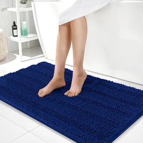 Vista 158 de OLANLY Alfombras de Baño Gruesas de 47 x 20 pulgadas, Extra Suaves Absorbentes de Chenilla a Rayas, Respaldo de Goma, Lavables y Secables a Máquina
