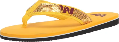 FOCO Womens NFL Team Logo Sequin Strap Sandals Flip Flops