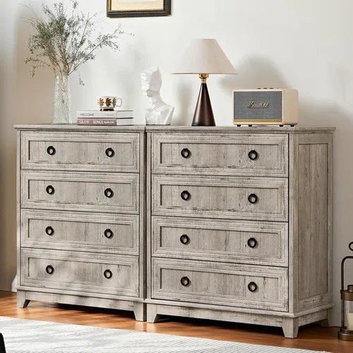 Vista 34 de Joaxswe Mesita de noche estilo granja de 18" con estación de carga, cómoda con mesa auxiliar de 2 cajones para dormitorio, mesita de noche de madera
