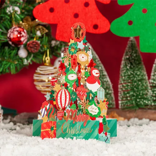 Vista 4 de WISHGIFT 25 tarjetas de Navidad 3D, tarjetas de Feliz Navidad hechas a mano, tarjetas de felicitación y sobres para Navidad