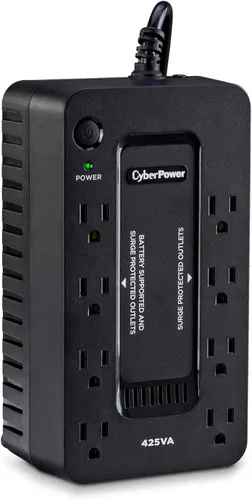 Vista 3 de CyberPower ST425 UPS de reserva con respaldo de batería y protector contra sobretensiones, 425VA/260W, 8 tomas de corriente, compacto, certificado UL
