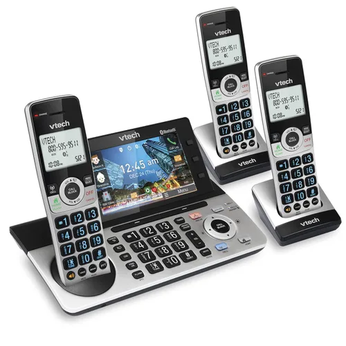Vista 16 de VTech IS8251-3 - Teléfono inalámbrico de 3 manos de grado empresarial para oficina en casa, pantalla a color de 5", teclas de acceso directo