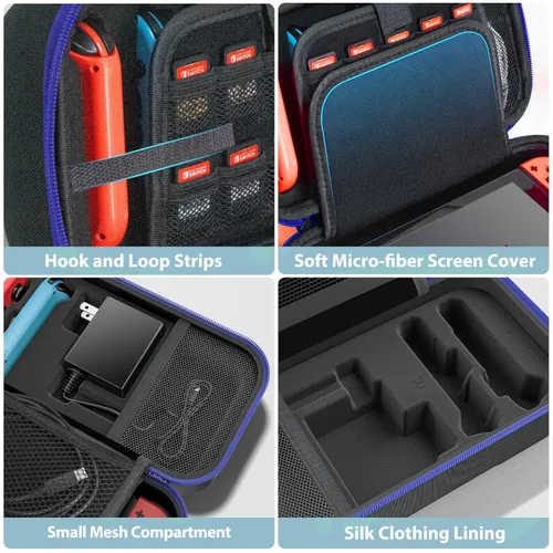 Vista 5 de Switch Carrying Case Compatible with Nintendo & OLED, Portable Switch Travel Carry Case Fit for Joy-Con and Adapter, Hard Shell Protective OLED