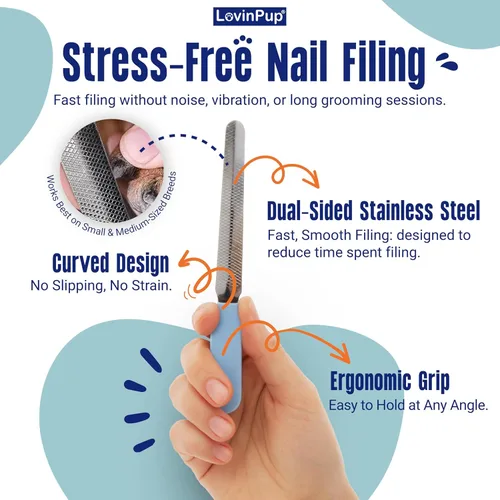 Vista 3 de Lima de uñas para mascotas de acero inoxidable de 6 pulgadas, lima profesional de uñas para gatos y perros para suavizar las garras silenciosas