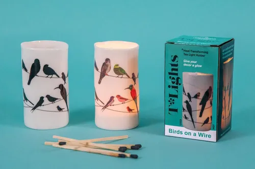 Vista 6 de Birds on a Wire - Portavelas que cambia de calor, cambia mágicamente cuando la vela está encendida