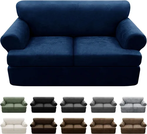 Vista 83 de Fundas para Sillón de 2 Piezas con Cojín en T, Fundas de Aspecto de Cuero para Sofá, Fundas para Sillas, Protector de Muebles Elástico, Funda