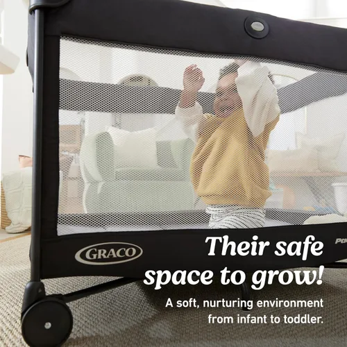 Vista 5 de Graco On The Go Zip DLX Pack 'n Play Playard, corralito plegable con moisés, cuna portátil, Parker
