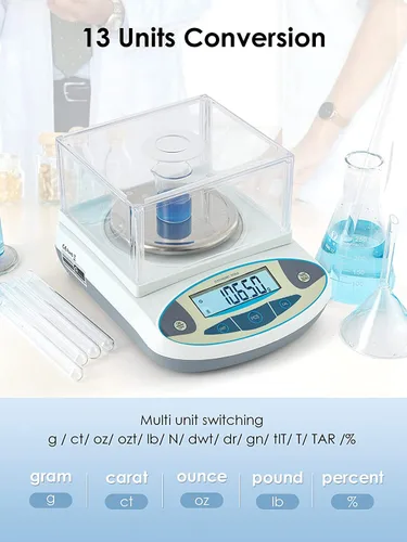 Vista 3 de CGOLDENWALL Báscula de laboratorio de precisión de 105.82 oz x 0.00 oz, balanza analítica digital, balanza de laboratorio, báscula científica