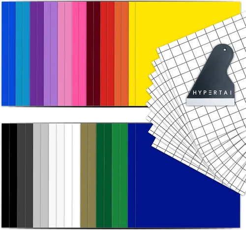 Vista 11 de Hojas de vinilo permanentes, paquete de 21 hojas de vinilo adhesivas de colores surtidos + 3 cintas de transferencia, 12 x 12 pulgadas, impermeables