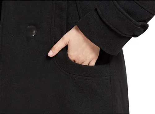 Vista 8 de Tanming Abrigo o chaqueta cálida de lana cruzado para mujer, con capucha