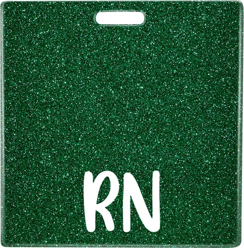 Vista 15 de Plifal RN Badge Buddy - Tarjetero para enfermera, accesorios de enfermería, con purpurina azul claro, horizontal, identificación con nombre
