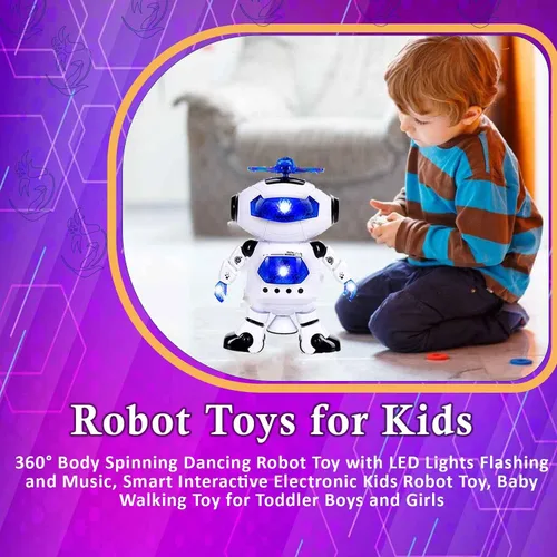 Vista 6 de Robot electrónico caminante bailarín Toysery, juguetes con música para niños, funciona con batería incluida