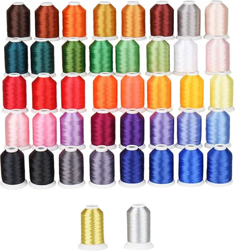 Vista 9 de Simthread Hilo de bordado de poliéster para Brother Babylock Janome Singer Pfaff Husqvaran Bernina Machines 550Yards por cono