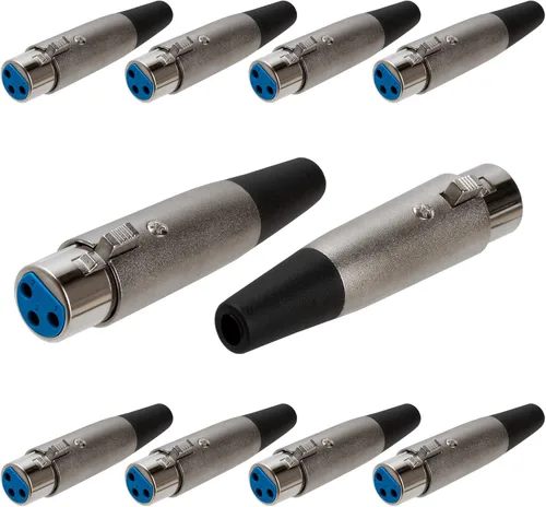 Vista 8 de Cmple - [Paquete de 10] Conector de micrófono XLR de 3 pines (hembra), cable de audio de metal para micrófonos, mezcladores, tambores eléctricos, Mi