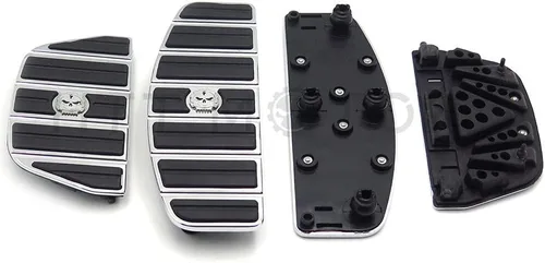 Vista 3 de HONGK - Kit de estribo para motociclista y pasajero con calavera cromada, forma tradicional en D compatible con TOURING FLHT FLT FLTR FLHR FLHS