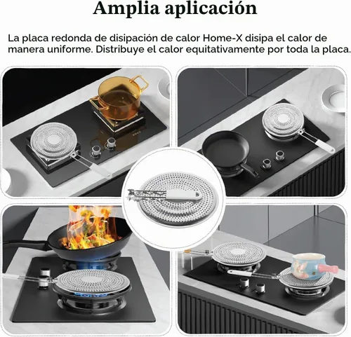 Vista 7 de Home-X Difusor de calor de acero inoxidable para estufa de gas y eléctrica, placa adaptadora de placa de inducción de distribución uniforme de calor