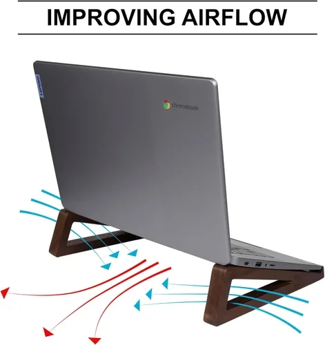 Vista 6 de S&A WOODCRAFT Soporte de madera para laptop, soporte portátil para computadora portátil para tableta con bolsa de transporte, soporte compacto