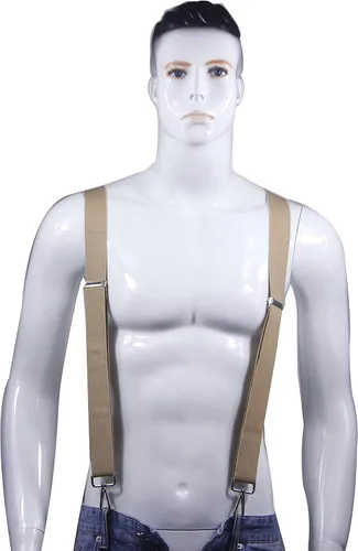 Vista 4 de Cedrainy Tirantes para hombre 3 ganchos giratorios de 14 pulgadas de ancho tirantes elásticos ajustables con trabillas para cinturón resistentes