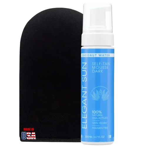 Mousse autobronceador con manopla autobronceadora, mousse bronceadora de agua de coco, espuma bronceadora falsa sin sol, bronceador impecable sin