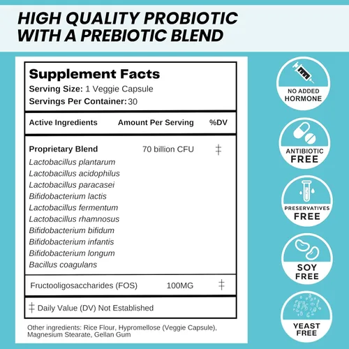 Vista 7 de Nature's Base Probióticos 70 mil millones de UFC – 10 cepas incluyendo Lactobacillus Plantarum y Lactobacillus Acidophilus Probiotic – Prebióticos