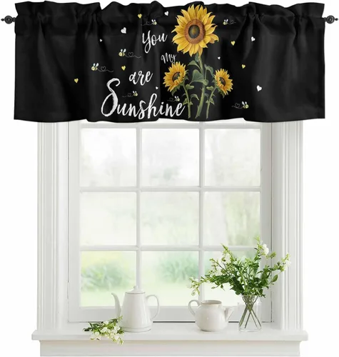 Vista 17 de Cenefa de amarre para ventanas, cortinas de cocina con textura de vaca, cenefas con bolsillo para barra, tratamientos cortos, textura animal, cenefa