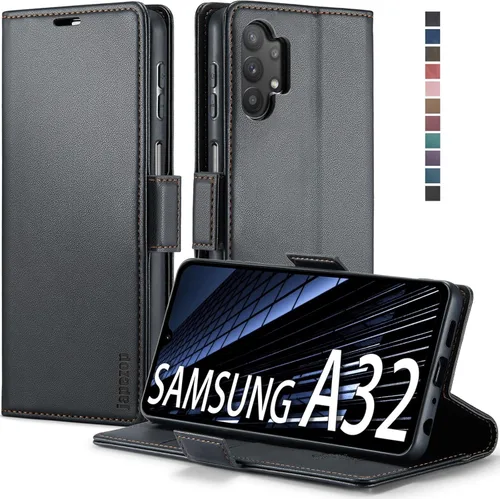 Vista 10 de Funda tipo cartera para Samsung Galaxy A32 5G con bloqueo RFID, tarjetero y función atril magnético, funda de cuero con tapa para Samsung Galaxy A32