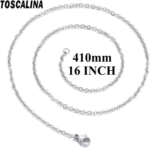 Vista 3 de Paquete de 30 cadenas de collar de 16 pulgadas de acero inoxidable, cadena de eslabones tipo cable con cierres de langosta para hacer joyas