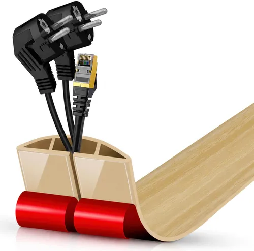 Vista 32 de Cubierta autoadhesiva para cables de suelo, gestión de cables de 3.3 pies, protector de tira de extensión para cables, evita tropiezos de cables