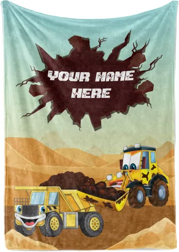 Vista 8 de Manta personalizada para camión, fabricada en Estados Unidos y enviada al día siguiente, diseño de excavadora de construcción de vellón suave