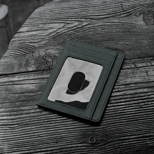 Vista 3 de Buffway - Billetera delgada minimalista de cuero con protección RFID para hombre y mujer