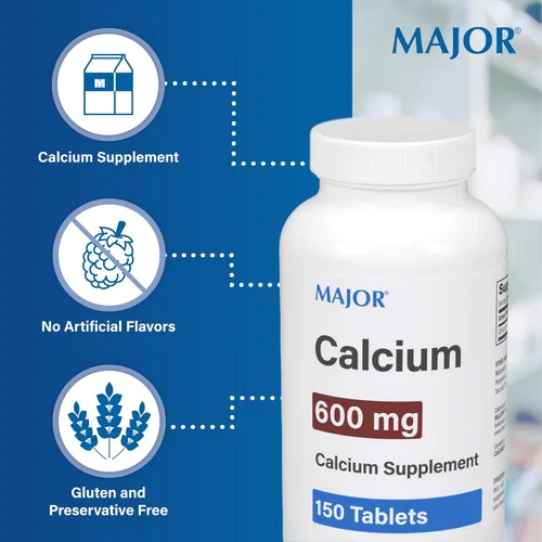 Vista 2 de Major Tabletas de calcio de 600 mg - Suplemento de calcio - 150 unidades (1 paquete)