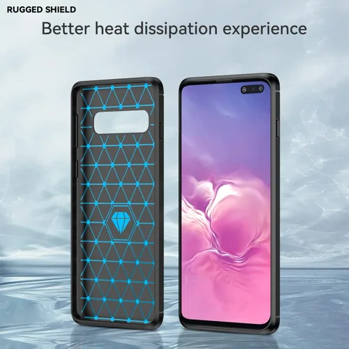 Vista 3 de Funda de teléfono para Galaxy S10 Plus, Samsung S10+ SM-G975U, de fibra de carbono, a prueba de golpes, resistente a los arañazos, TPU suave, funda