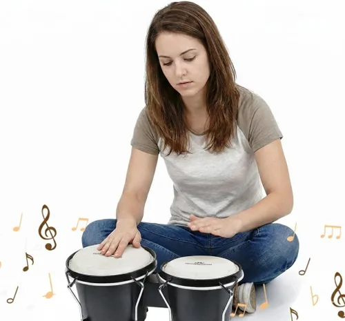 Vista 3 de Bongo - Juego de batería de 6 y 7 pulgadas para adultos y principiantes, instrumentos de percusión manual sintonizables, carcasas de madera