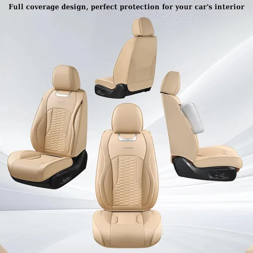 Vista 5 de Coverado - Fundas de asiento delantero de coche, fundas de asiento de cuero de lujo para automóviles, fundas de asiento de automóvil protectoras