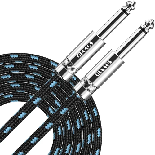 Vista 12 de Paquete de 2 cables de guitarra de 6 pies - Cable de instrumento recto de un cuarto de pulgada, cable de guitarra eléctrica, cables de guitarra