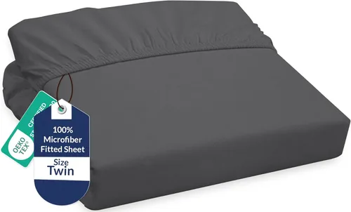 Vista 73 de Royale Linens Sábana bajera ajustable individual – Microfibra cepillada ultrasuave de 1800 hilos – Sábanas inferiores de lujo para hotel – No se