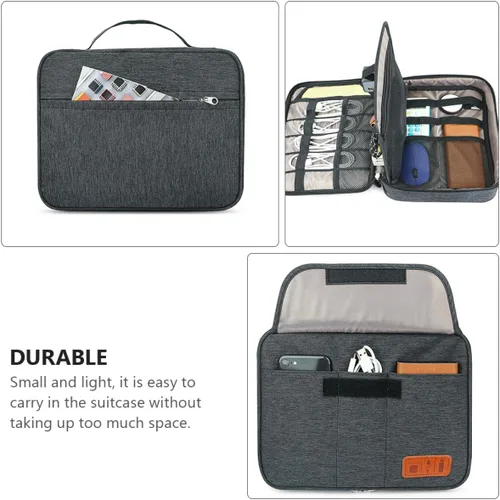 Vista 7 de Multi-Layer Electronic Organizer Bag with Tablet Pocket Portable Cable Storage Pouch for Travel Impact and Dust Resistant Digital Accessories Case